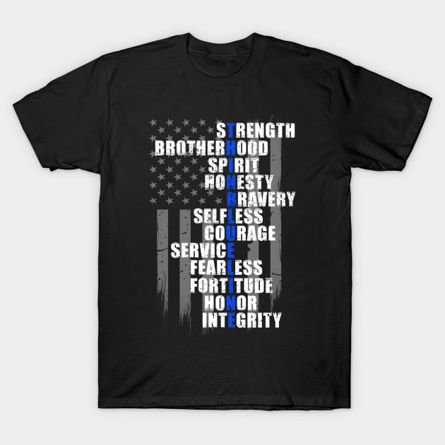 Police Holiday Gift - Thin Blue Line Flag - Law Enforcement T-Shirt by bluelinemotivation